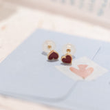 Mini Red Enamel Heart (14kt) Earrings