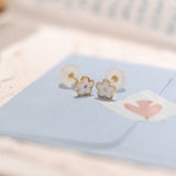 Mini White Enamel Daisy (14kt) Earrings