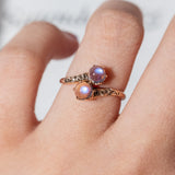 Blue moonstone toi et moi (10kt) Ring