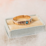 Star set blue stone and seed pearl (10kt) Pinky Ring