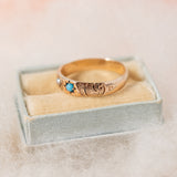 Star set blue stone and seed pearl (10kt) Pinky Ring