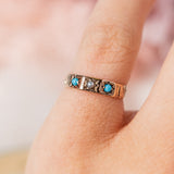 Star set blue stone and seed pearl (10kt) Pinky Ring