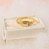 Square signet with detailed shoulders (10kt) Baby Ring