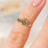 RESERVED FOR K | Oval star set pearl with swirling shoulder (10kt) Baby Ring