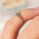 RESERVED FOR K | Oval star set pearl with swirling shoulder (10kt) Baby Ring