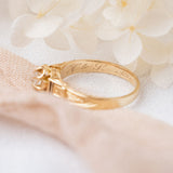 Old Mine Cut Buttercup Diamond ring with Black Enamel