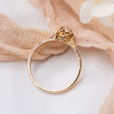 Old Mine Cut Buttercup Diamond ring with Black Enamel