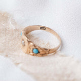 Ornamental Turquoise and Seed Pearl (10kt) Ring
