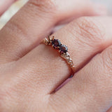 RESERVED FOR K | Three-stone 10kt Ring with Swirly shoulders