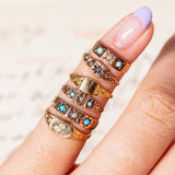 Ostby Barton blue stone and seed pearl (10kt) Baby Ring
