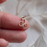 Cursive 'C' with gem (9kt) Charm
