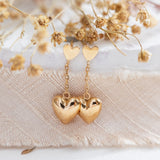 RESERVED | Tiny Double Heart Drop (18kt) earrings