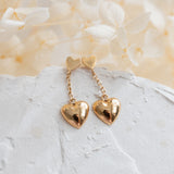 RESERVED | Tiny Double Heart Drop (18kt) earrings