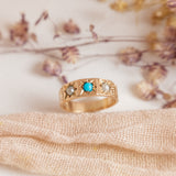 RESERVED FOR J | Turquoise and Seed Pearl (10kt) Baby Ring