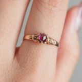 RESERVED FOR A | Rose cut Garnet solitaire (9kt) ring