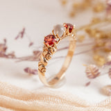 Garnet and Moonstone Orb (9kt) Ring