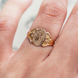 'RS' or 'RJ' Ostby Barton Signet (10kt) Ring with leaf shoulders