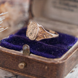 'RS' or 'RJ' Ostby Barton Signet (10kt) Ring with leaf shoulders