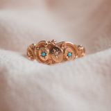 Turquoise and Seed Pearl Star-set (10kt) Ring