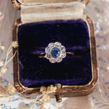 RESERVED FOR I | Sapphire and Old Cut Diamond Daisy (9kt) Ring