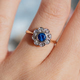 RESERVED FOR I | Sapphire and Old Cut Diamond Daisy (9kt) Ring