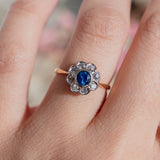 RESERVED FOR I | Sapphire and Old Cut Diamond Daisy (9kt) Ring