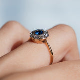 RESERVED FOR I | Sapphire and Old Cut Diamond Daisy (9kt) Ring