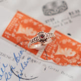 Swirly Shoulder and Red Gem (10kt) Pinky Ring