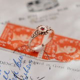 Swirly Shoulder and Red Gem (10kt) Pinky Ring