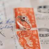 Swirly Shoulder and Red Gem (10kt) Pinky Ring