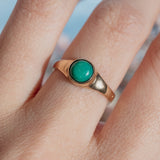 Green Stone Bezel set Solitaire (9kt) Ring