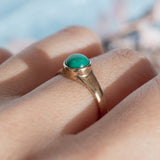 Green Stone Bezel set Solitaire (9kt) Ring