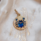 Blue Enamel Cancer (18kt) Charm - Fated Threads