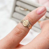 RESERVED FOR M | Floral 'M' 10kt Baby Signet Ring