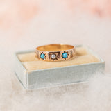 Star set blue stone and seed pearl (10kt) Pinky Ring