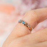 Star set blue stone and seed pearl (10kt) Pinky Ring