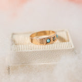 Ostby Barton blue stone and seed pearl (10kt) Baby Ring