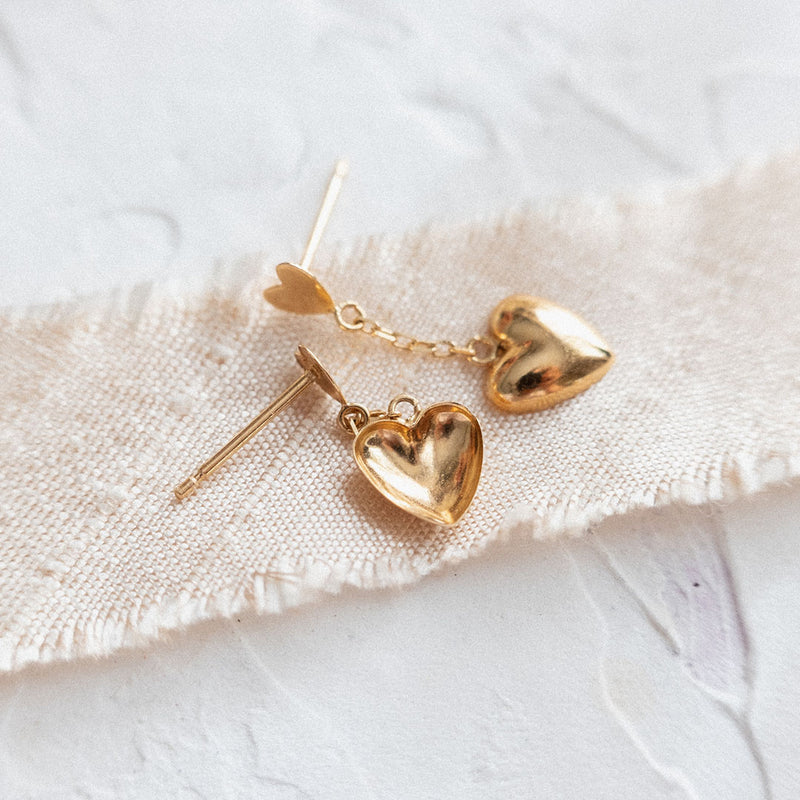 RESERVED | Tiny Double Heart Drop (18kt) earrings