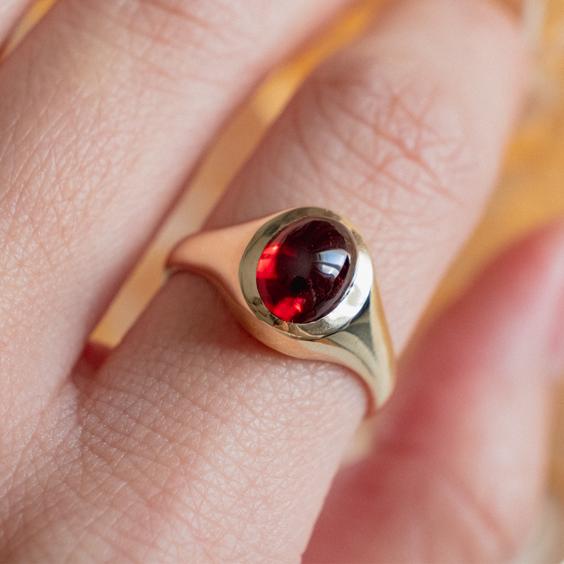 Garnet 2025 pinky ring
