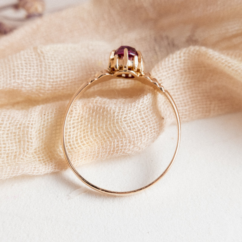 RESERVED FOR A | Rose cut Garnet solitaire (9kt) ring