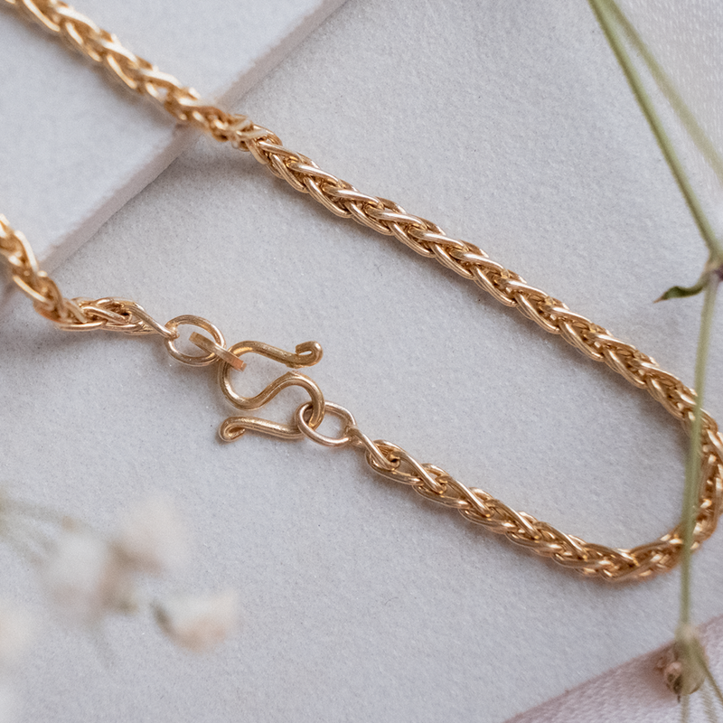 Wheat Chain (7in, 14kt) Bracelet - Fated Threads