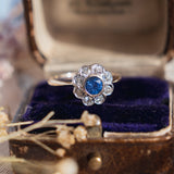 RESERVED FOR I | Sapphire and Old Cut Diamond Daisy (9kt) Ring
