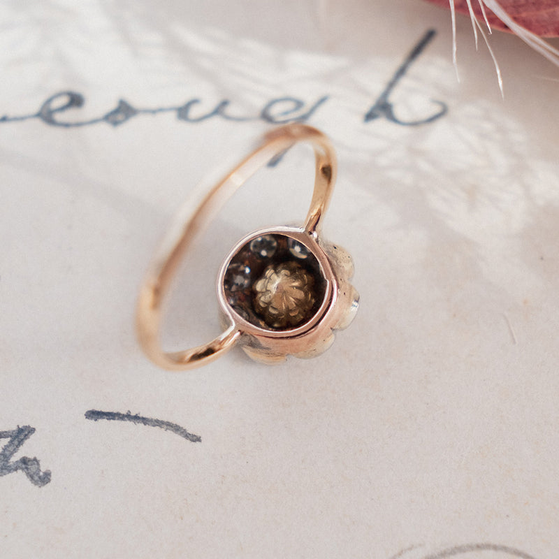 RESERVED FOR I | Sapphire and Old Cut Diamond Daisy (9kt) Ring