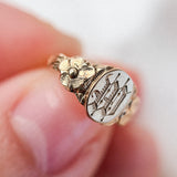 RESERVED FOR M | Floral 'M' 10kt Baby Signet Ring